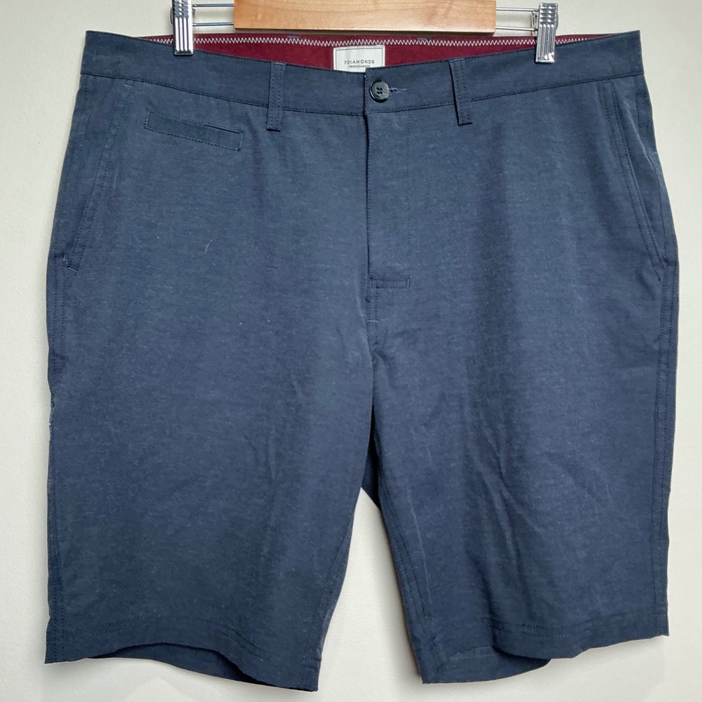 7Diamonds Velocity Performance Shorts Mens 36 Navy Blue 4-Way Stretch